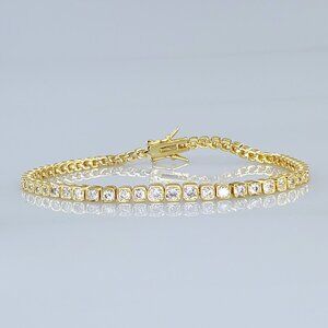 14K Gold 2ct Square Diamond Womens Tennis Bracelet 14 K Silver Jewelry 7" 8"